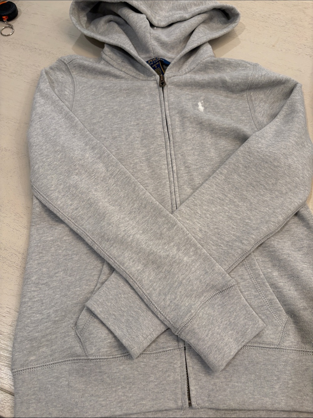 Polo by Ralph Lauren Light Gray Zip-Up Hooded Sweater